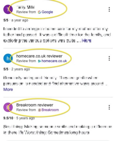 Google also pulls from keysources such as homecare.co.uk Google also pulls from keysources such as homecare.co.uk